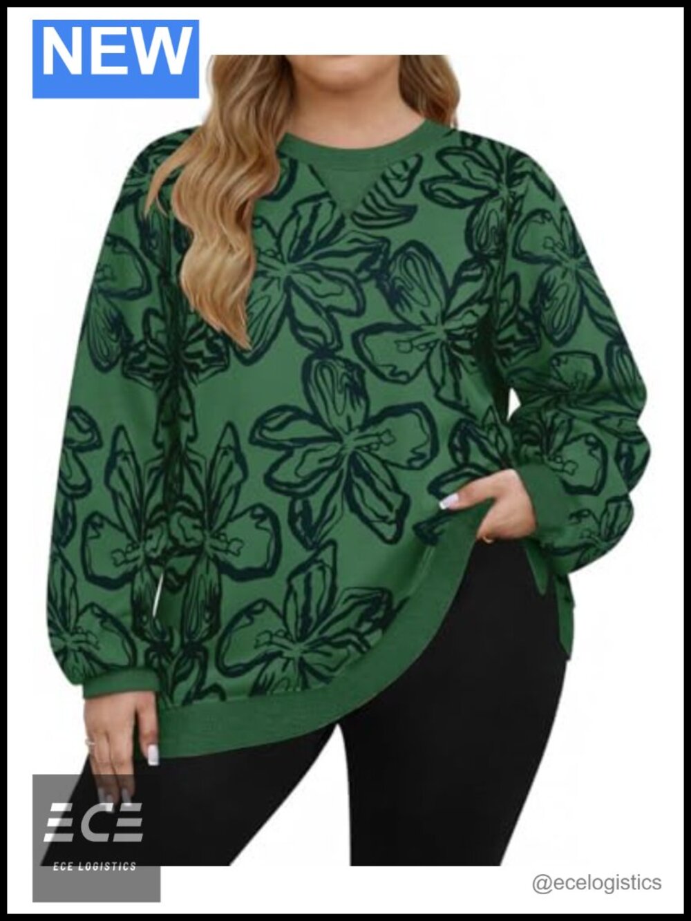 Plus Size Long Sleeve Tunic Sweatshirt Loose Fit Pullover Top